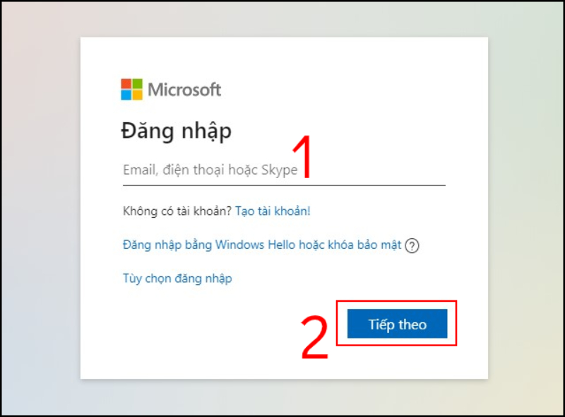 Đăng nhập Microsoft